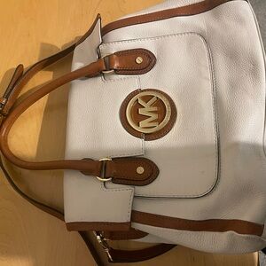 Michael Kors Cream and Tan Satchel